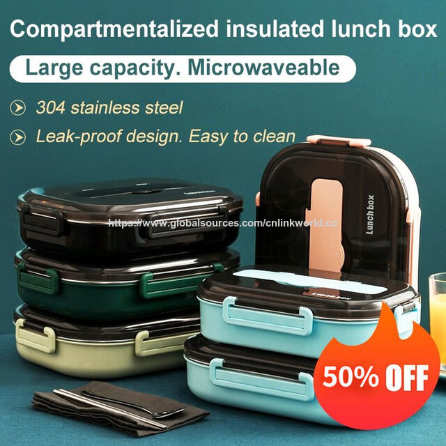 Kotak Bekal Bento Stainless Steel dengan Sendok & Sumpit - Wadah Makan Siang Anak untuk Sekolah, Kantor & Sup, 1500ml, Logo Kustom | Linkworld