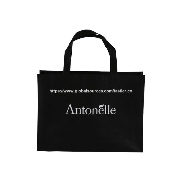 Sac Cadeau en Tissu Recyclable Noir Non Tissé avec Logo Imprimé Personnalisé