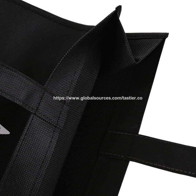Sac Cadeau en Tissu Recyclable Noir Non Tissé avec Logo Imprimé Personnalisé