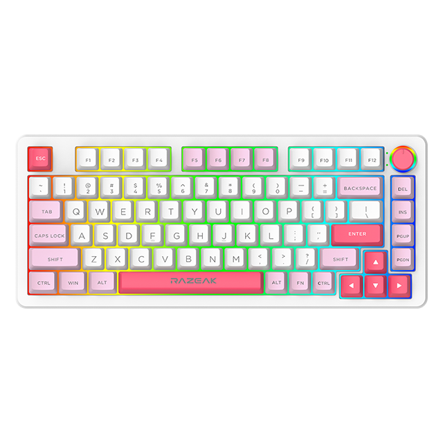 Teclado Gamer de Membrana RGB Tri-Mode com Conectividade Sem Fio e Com Fio para Usuários de Desktop e Laptop