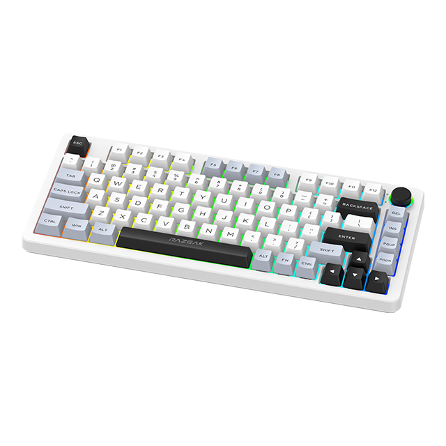 Teclado Gamer de Membrana RGB Tri-Mode com Conectividade Sem Fio e Com Fio para Usuários de Desktop e Laptop
