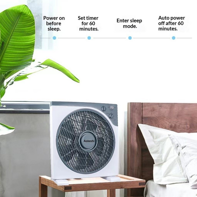 Elektrischer Tischventilator für den Heimgebrauch, leiser Nachttischventilator, kleiner Kunststoffventilator für Studentenwohnheime, Timer-Funktion, bürstenloser Motor, 5 Geschwindigkeiten
