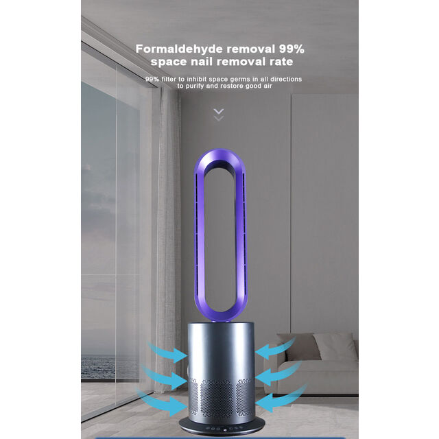 Ventilador de Chão Portátil de 103 cm com Purificador de Ar, Filtro HEPA, Motor DC sem Lâminas e Materiais ABS