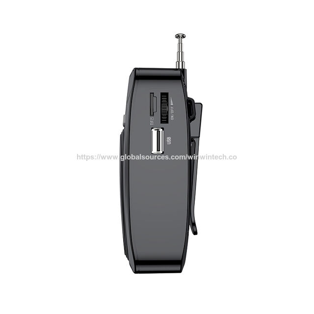 WinBridge Amplifier Suara dengan Mikrofon Kabel Headset dan Klip Belakang, Mendukung Bluetooth, Perekaman dan FM.