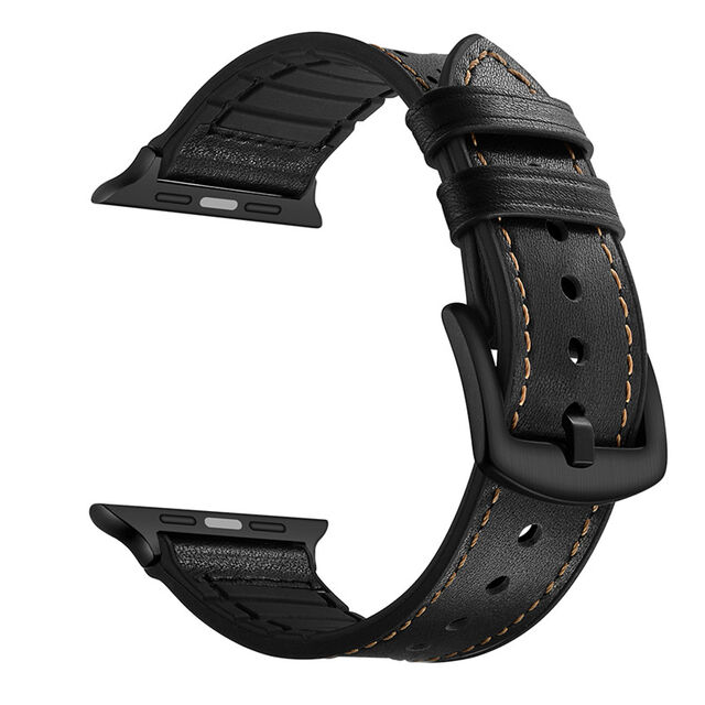 Correa de Silicona y Cuero a Prueba de Sudor para Apple Watch 38mm 42mm 40mm 44mm