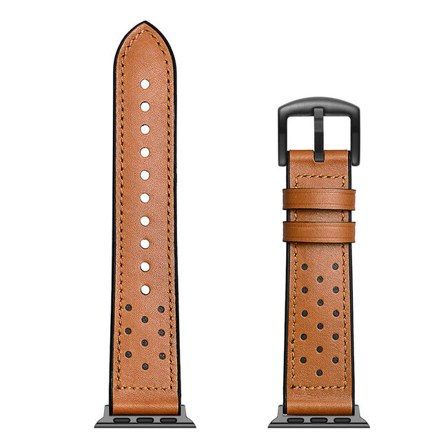 Correa de Silicona y Cuero a Prueba de Sudor para Apple Watch 38mm 42mm 40mm 44mm