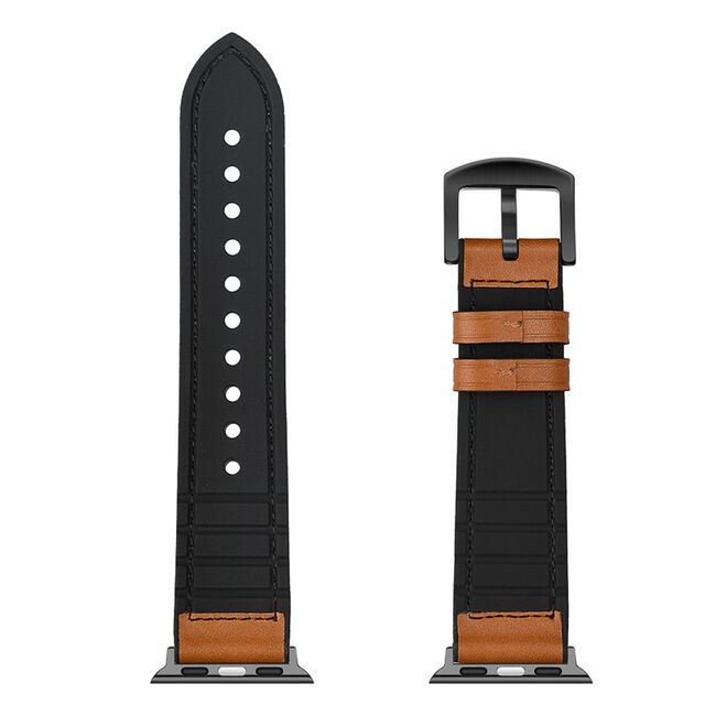 Correa de Silicona y Cuero a Prueba de Sudor para Apple Watch 38mm 42mm 40mm 44mm