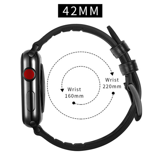 Correa de Silicona y Cuero a Prueba de Sudor para Apple Watch 38mm 42mm 40mm 44mm