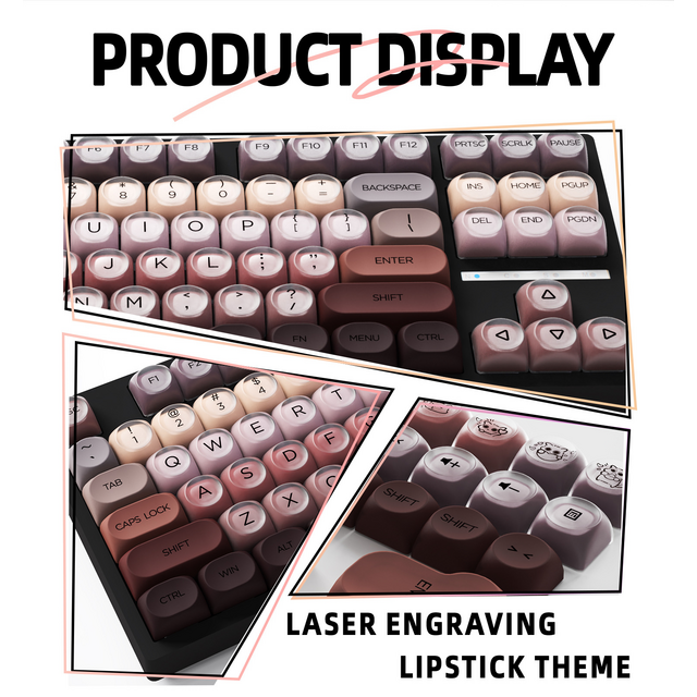 Conjunto de Teclas para Teclado Mecânico Personalizável, MOQ 100, Caracteres Duráveis Impressos por UV, Acabamento Semi-Fosco