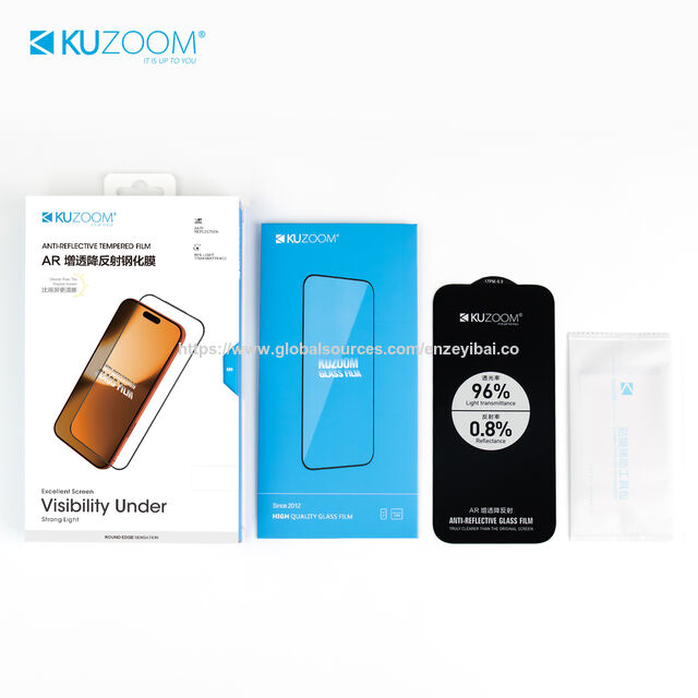 Protetor de Tela KUZOOM Anti-Reflexo HD para iPhone 17 16 15, Dureza 9H Resistente a Arranhões, Revestido com AR Grau AAA