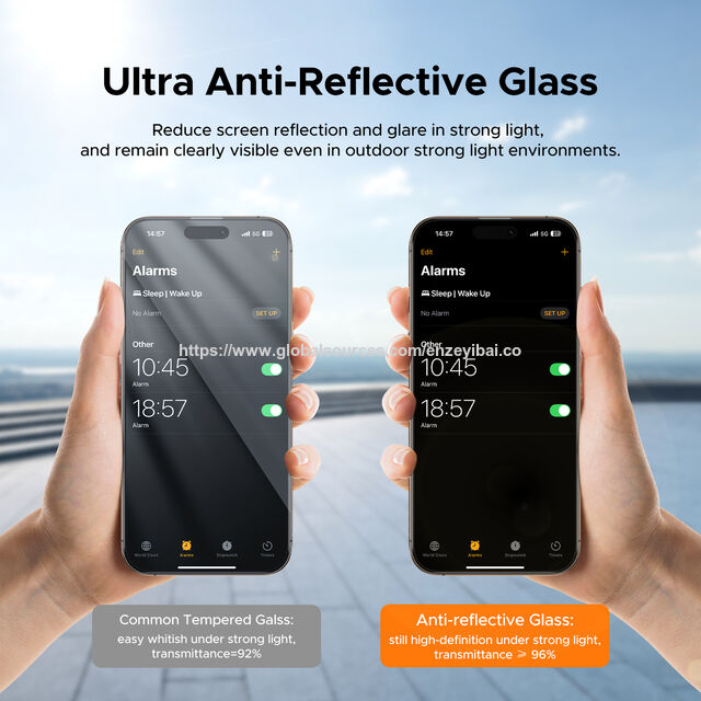 Protetor de Tela KUZOOM Anti-Reflexo HD para iPhone 17 16 15, Dureza 9H Resistente a Arranhões, Revestido com AR Grau AAA