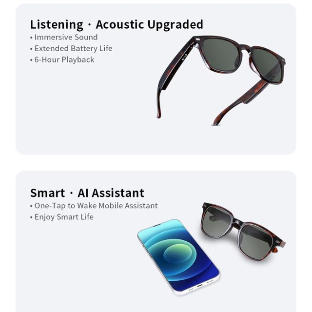 New AI Smart Glasses Audio Headset Sunglasses for Daily Use and Travel Photochromic Lenses for Outdoor Sports Bluetooth G20 Gonbes