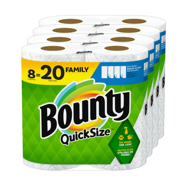 Essuie-tout Bounty Duratowel Authentiques de Qualité, 2 plis, Blancs - 8 Rouleaux Familiaux | 20 Rouleaux Réguliers à Bas Prix