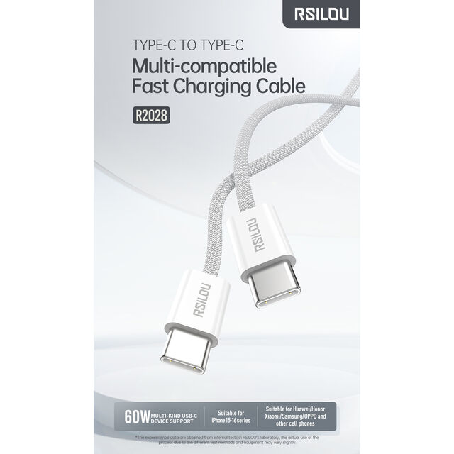 RSILOU 65W USB-C-zu-USB-C-Kabel (1m), Hochdichtes, geflochtenes PD-Schnellladekabel mit 48 Spindeln, interne Abschirmung Metallgehäuse