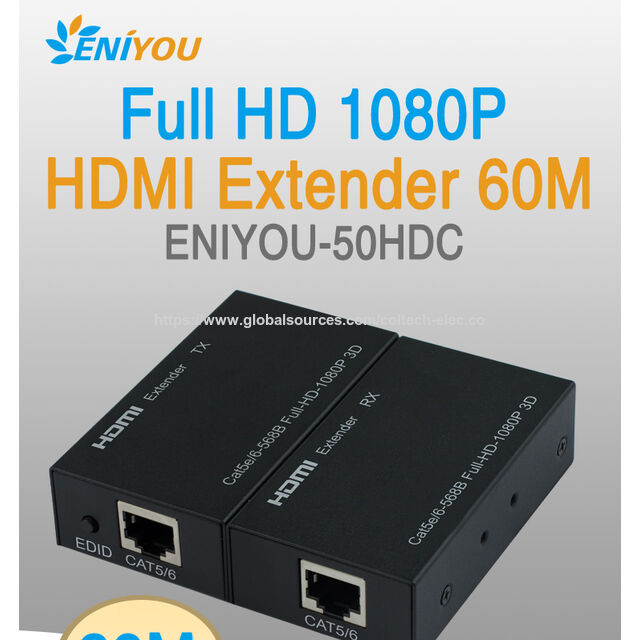موسع HDMI بدقة 1080P عالية، مسافة إرسال تصل إلى 50 مترًا، موسع HDMI عبر CAT 5/5e/6 + POC