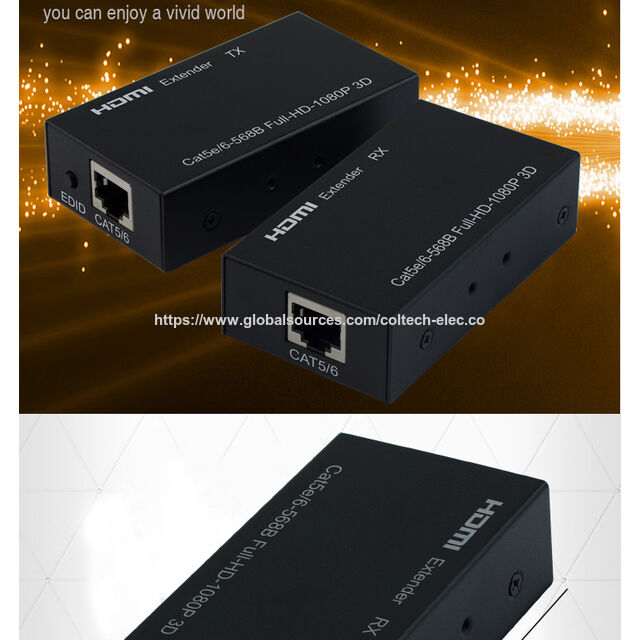 موسع HDMI بدقة 1080P عالية، مسافة إرسال تصل إلى 50 مترًا، موسع HDMI عبر CAT 5/5e/6 + POC