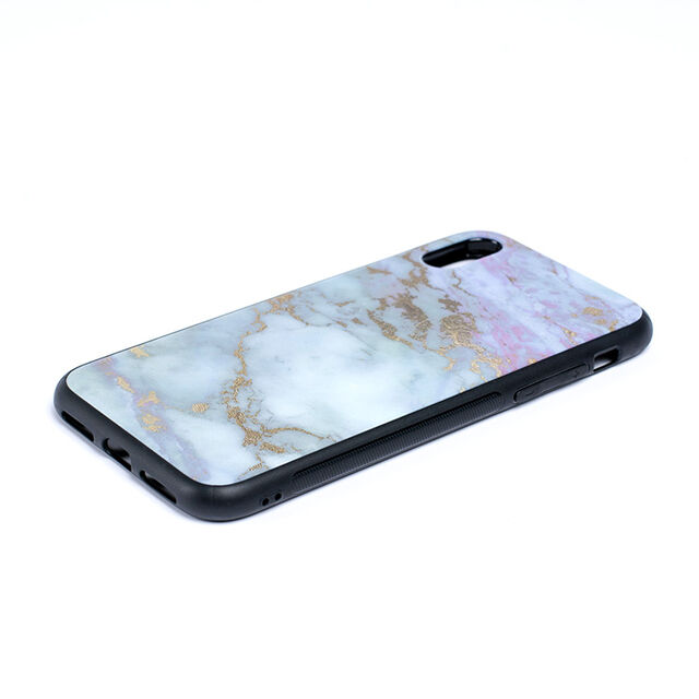 Casing Kaca Tempered Tekstur Marmer Granit untuk iPhone X
