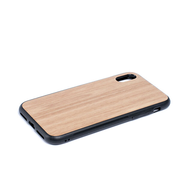 Casing Tekstur Kayu dan Penutup Kaca Tempered untuk iPhone X