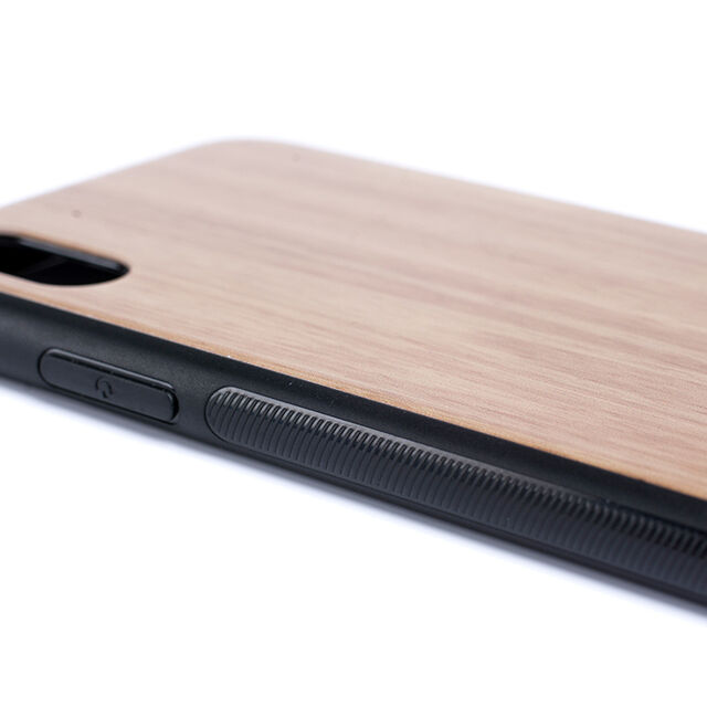Casing Tekstur Kayu dan Penutup Kaca Tempered untuk iPhone X