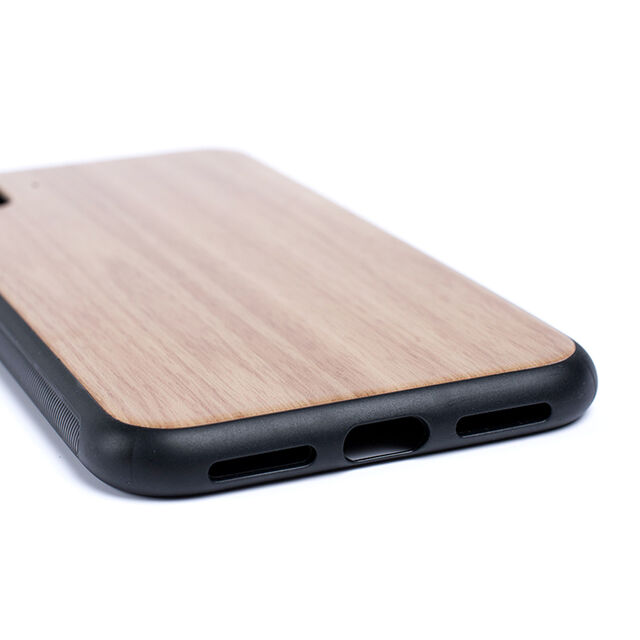 Casing Tekstur Kayu dan Penutup Kaca Tempered untuk iPhone X