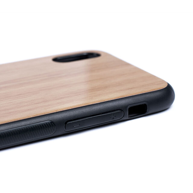 Casing Tekstur Kayu dan Penutup Kaca Tempered untuk iPhone X
