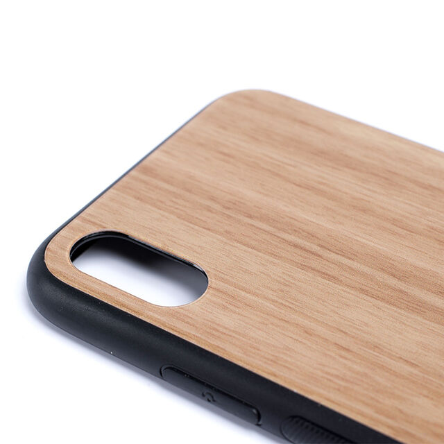 Casing Tekstur Kayu dan Penutup Kaca Tempered untuk iPhone X