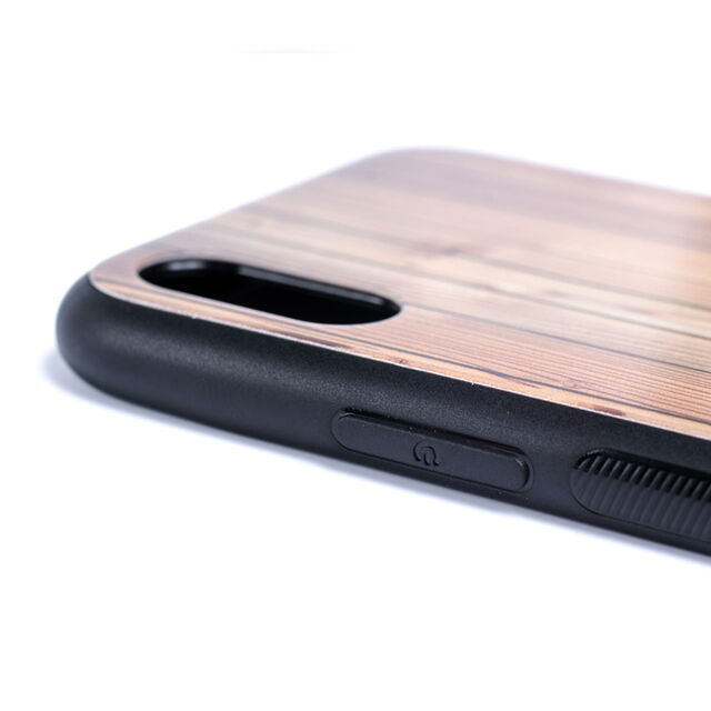 Casing Kayu Strip dengan Pelindung Layar Kaca Tempered untuk iPhone X