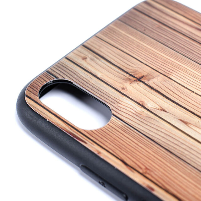 Casing Kayu Strip dengan Pelindung Layar Kaca Tempered untuk iPhone X