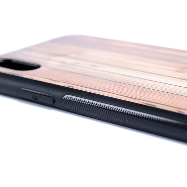Casing Kayu Strip dengan Pelindung Layar Kaca Tempered untuk iPhone X