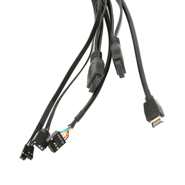 Casing PC Panel Depan Audio Input Output 4 USB 3.0 9 LED Terpasang dengan Tipe-C Saklar Reset PCB Drive Floppy Kabel HUB