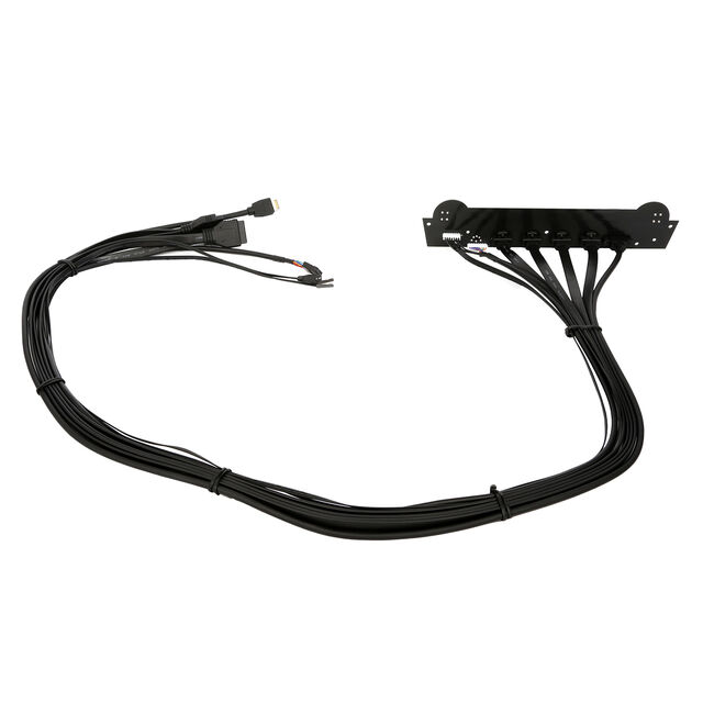 Casing PC Panel Depan Audio Input Output 4 USB 3.0 9 LED Terpasang dengan Tipe-C Saklar Reset PCB Drive Floppy Kabel HUB