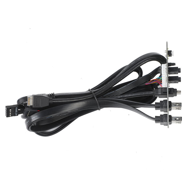 Kabel Panel Depan Casing Komputer Berkualitas Tinggi Dual USB 2.0 + Type-C dengan Port Audio Mic Earphone untuk PC
