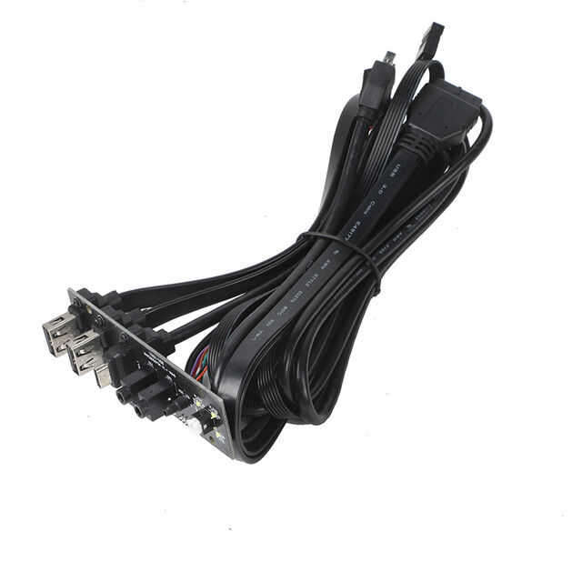 Kabel Panel Depan Casing Komputer Berkualitas Tinggi Dual USB 2.0 + Type-C dengan Port Audio Mic Earphone untuk PC