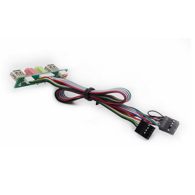 Kabel Panel Depan Casing Komputer PC Terlaris, Dual USB 2.0, Port Audio Mic & Earphone, Kabel Motherboard