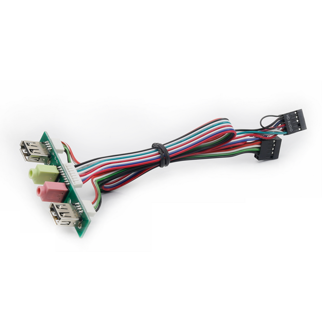 Kabel Panel Depan Casing Komputer PC Terlaris, Dual USB 2.0, Port Audio Mic & Earphone, Kabel Motherboard