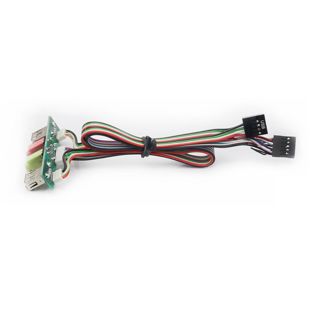 Kabel Panel Depan Casing Komputer PC Terlaris, Dual USB 2.0, Port Audio Mic & Earphone, Kabel Motherboard