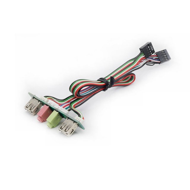 Kabel Panel Depan Casing Komputer PC Terlaris, Dual USB 2.0, Port Audio Mic & Earphone, Kabel Motherboard