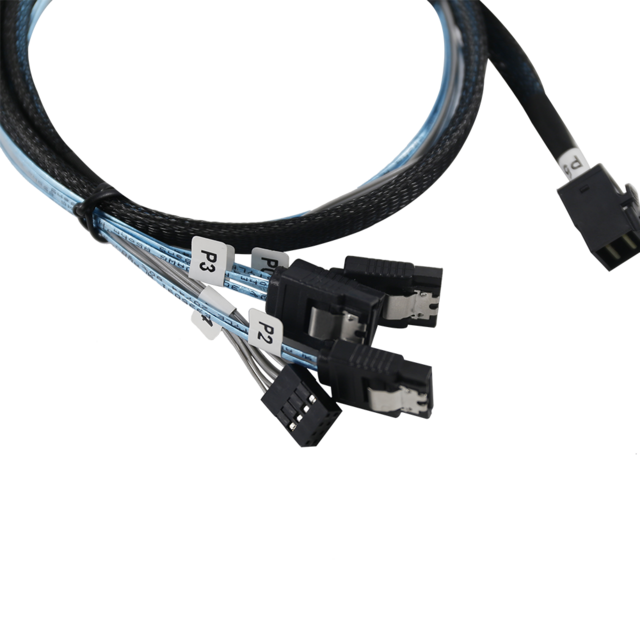 Kabel SAS Motherboard Komputer PC Kecepatan Tinggi, HD Mini SAS SFF-8643 4I/8I ke 4 SATA 7pin & 8 Pin Catu Daya Hard Disk Drive
