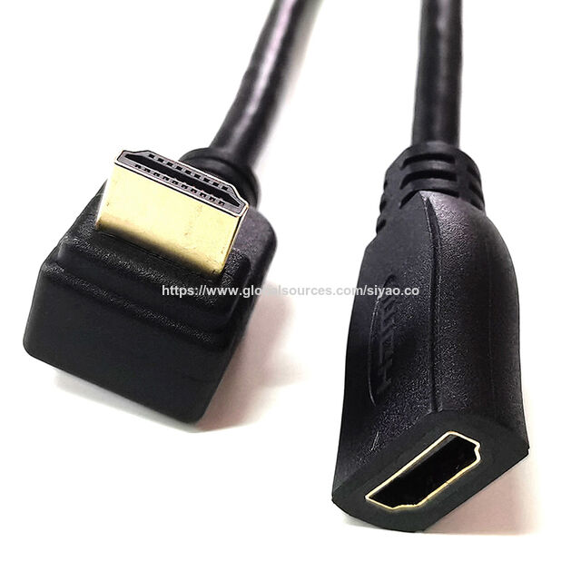 Kabel HDMI 2.1 4K Berlapis Emas Kecepatan Tinggi 90 Derajat Male to Female 48Gbps untuk TV Proyektor Komputer