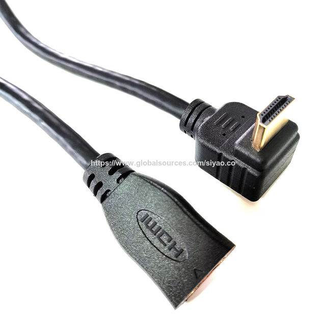 Kabel HDMI 2.1 4K Berlapis Emas Kecepatan Tinggi 90 Derajat Male to Female 48Gbps untuk TV Proyektor Komputer
