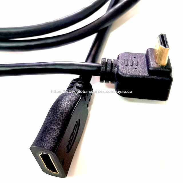 Kabel HDMI 2.1 4K Berlapis Emas Kecepatan Tinggi 90 Derajat Male to Female 48Gbps untuk TV Proyektor Komputer