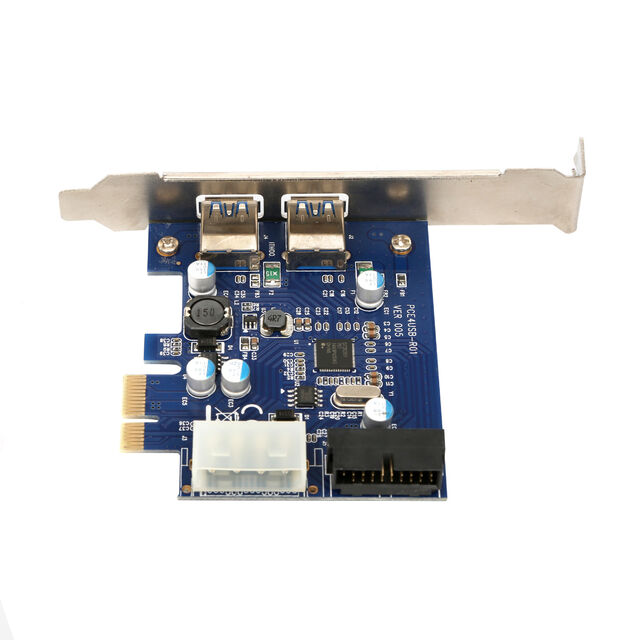 Kartu Riser/Ekspansi PCBA Dual USB 3.0 ke PCI-E Komputer PC dengan Catu Daya 4 Pin dan DC3-19 Pin untuk Penjualan Langsung Pabrik