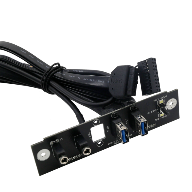 Panel Depan Casing Komputer PC Berkualitas Tinggi dengan Dual USB 3.0 + TYPE-C + AUDIO + MIC + SPK dengan Kabel Saklar Daya