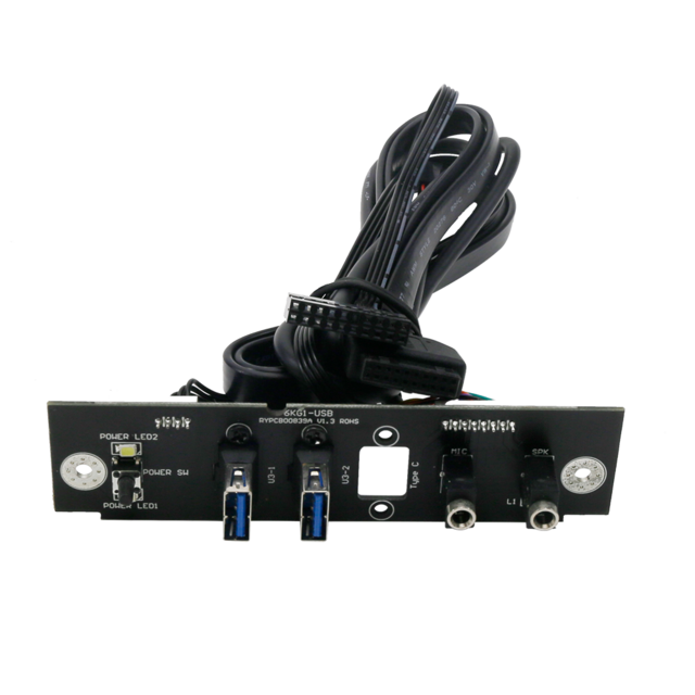 Panel Depan Casing Komputer PC Berkualitas Tinggi dengan Dual USB 3.0 + TYPE-C + AUDIO + MIC + SPK dengan Kabel Saklar Daya