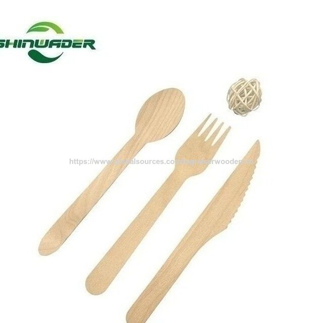 Couverts en Bois de Qualité Alimentaire, Recyclables, Biodégradables et Écologiques, Emballage Personnalisé, Vente Directe d'Usine
