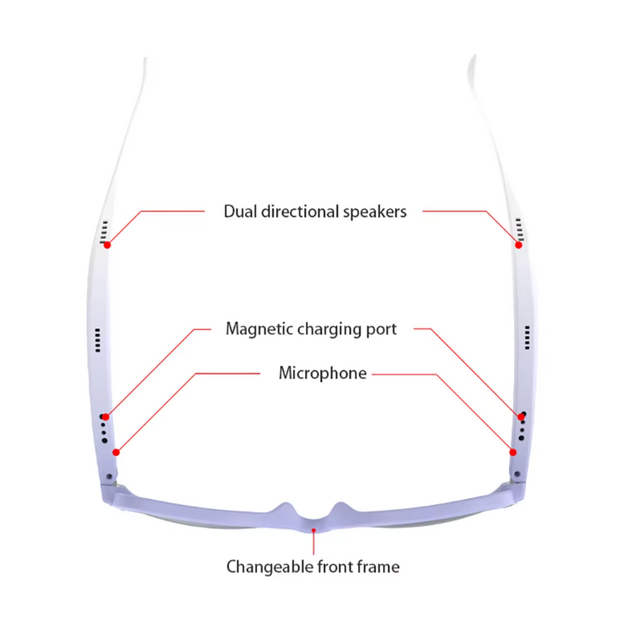 G10-F Purple Gradient Smart Sunglasses Touch Control Magnetic Charging IPX-4 Waterproof Music Player Phone Call AI Assistant OEM