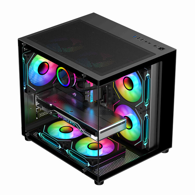 هيكل كمبيوتر ألعاب صغير بتصميم برج Micro-ATX/ITX مع فلاتر غبار وجودة بناء فاخرة