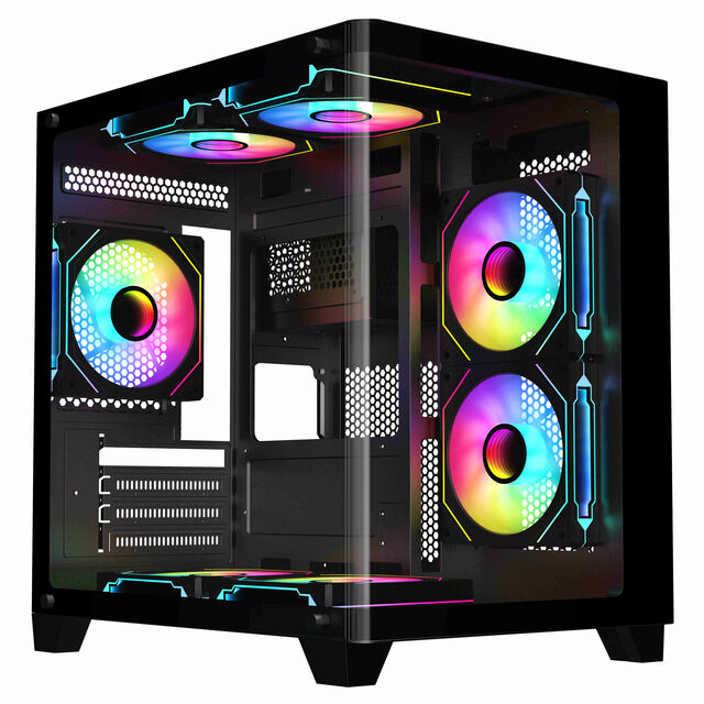 صندوق كمبيوتر ألعاب صغير Micro-ATX/ITX بسطح منحني، فلاتر غبار وجودة بناء فاخرة