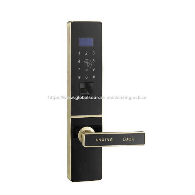 Serrure de porte à empreinte digitale AX802AY avec finition en laiton brossé