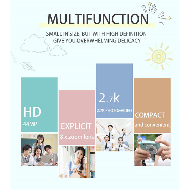 Kamera Digital Anak AD-M1, Perekam Foto Video HD 1080p, Layar LCD Tipe-C, Hadiah Ulang Tahun Kecil, Mainan Anak